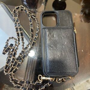 Chic GUESS Black Phone Case with Gold Chain​